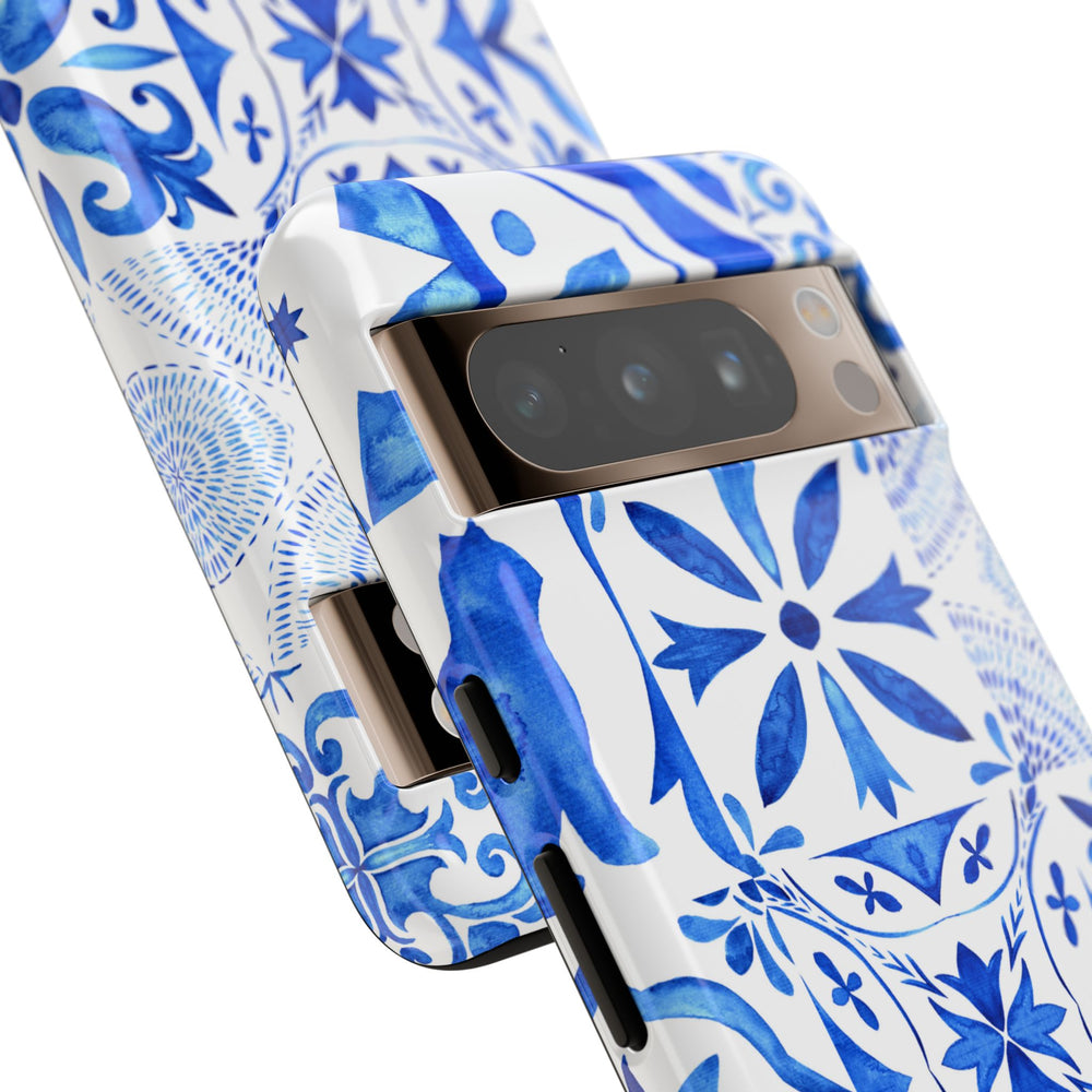 Blue Tile Pattern Tough Phone Case