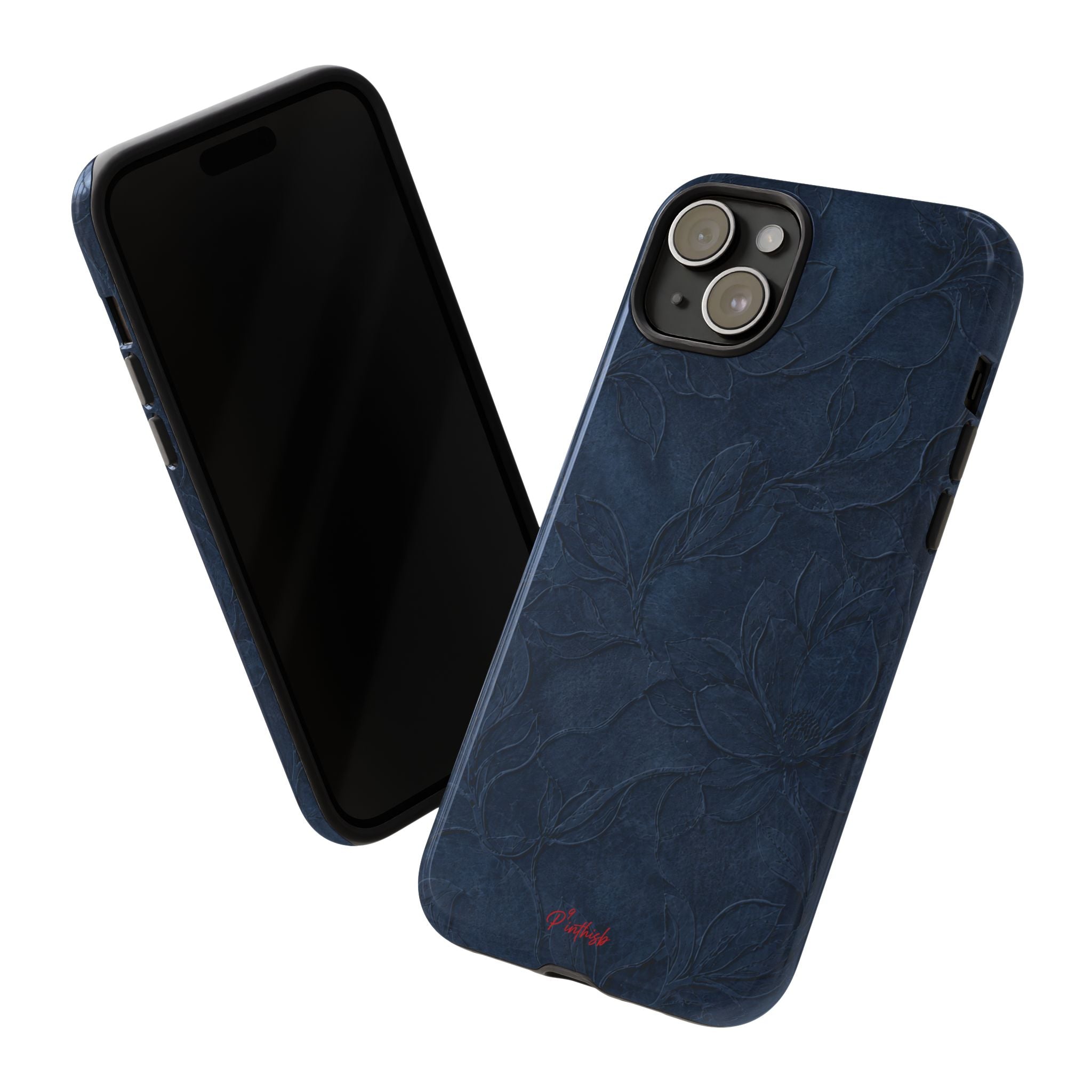 Navy Floral Textured Tough Case