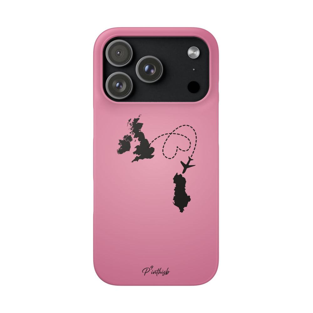 UK to Albania Pink Snap Phone Case