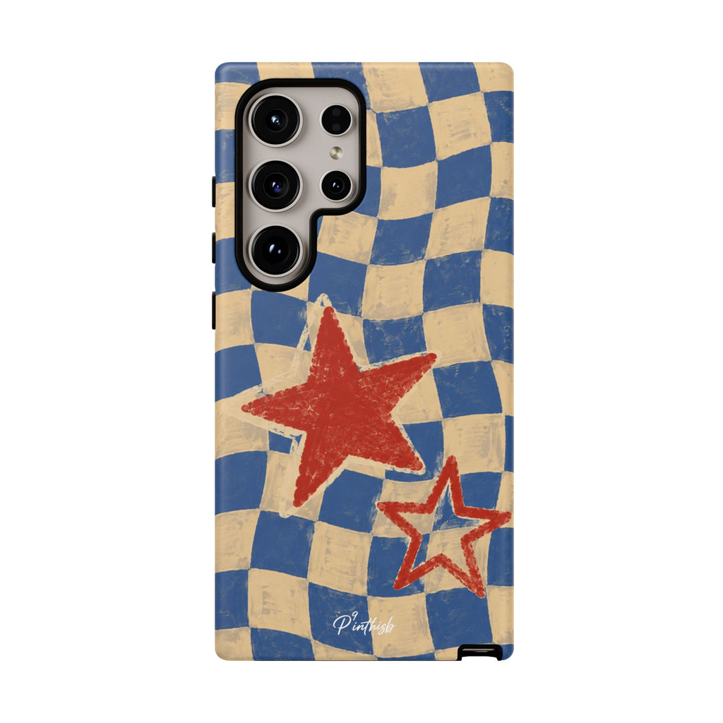 Blue & Cream Retro Star Phone Case