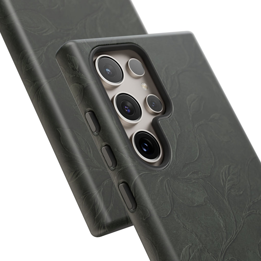 Dark Olive Floral Texture Tough Case