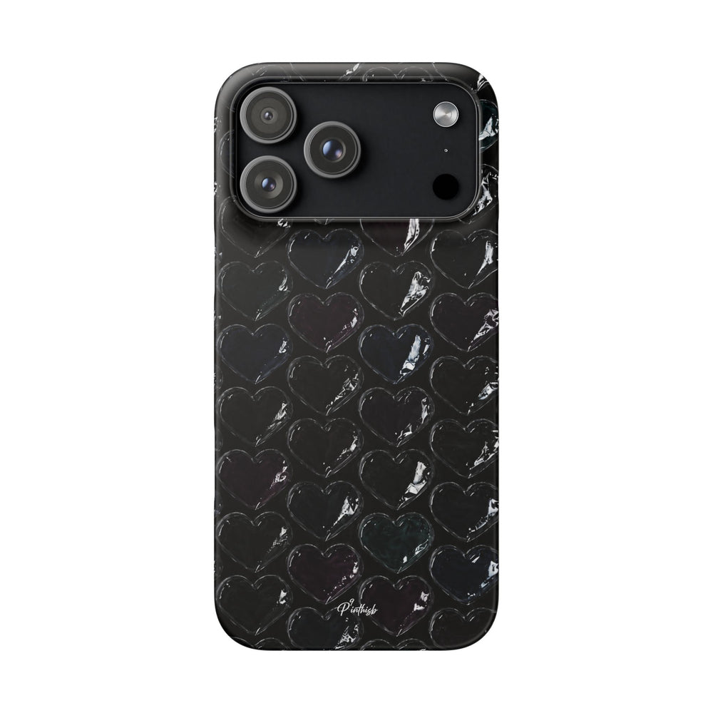 Black Pop Hearts Snap Case