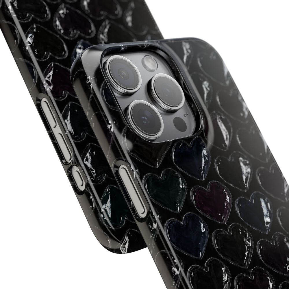 Black Pop Hearts Snap Case