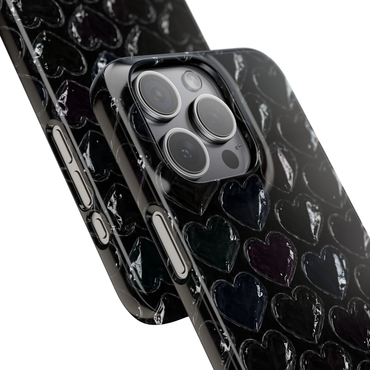 Black Pop Hearts Snap Case