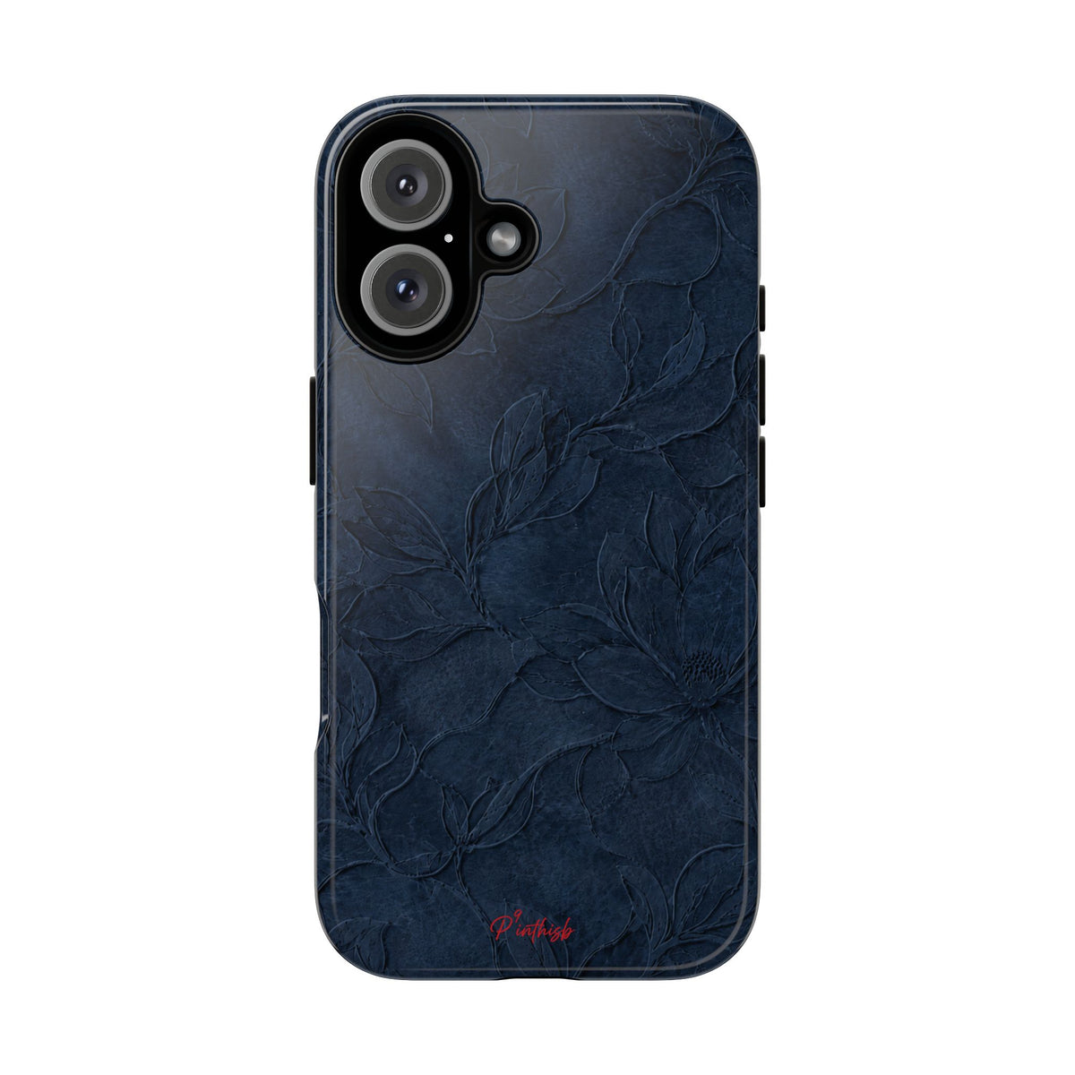 Navy Floral Textured Tough Case