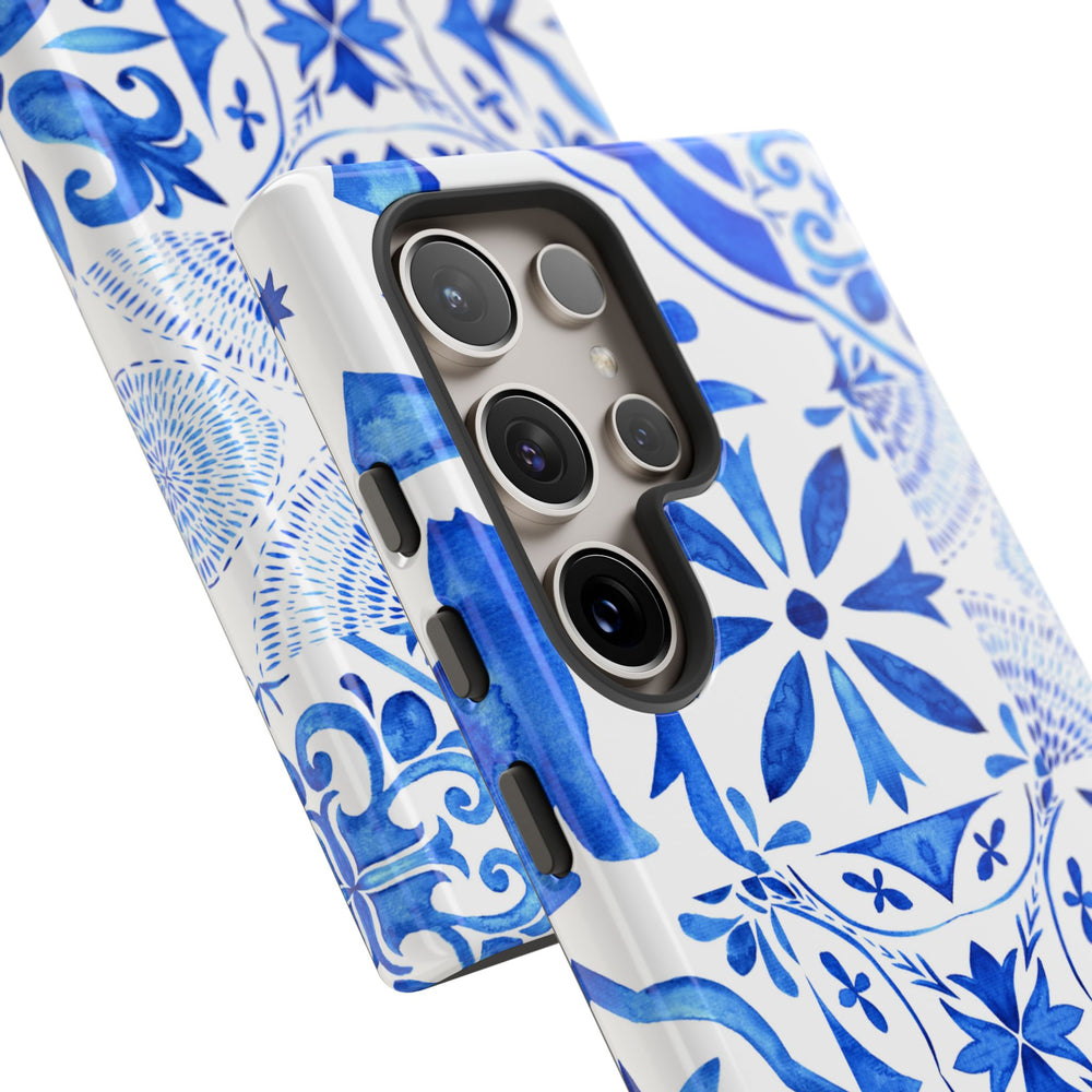 Blue Tile Pattern Tough Phone Case