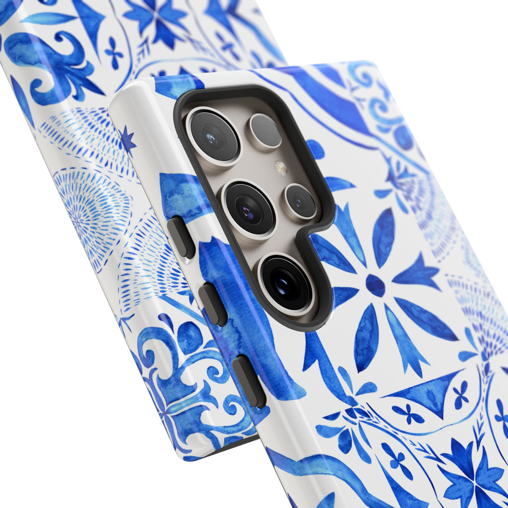 Blue Tile Pattern Tough Phone Case