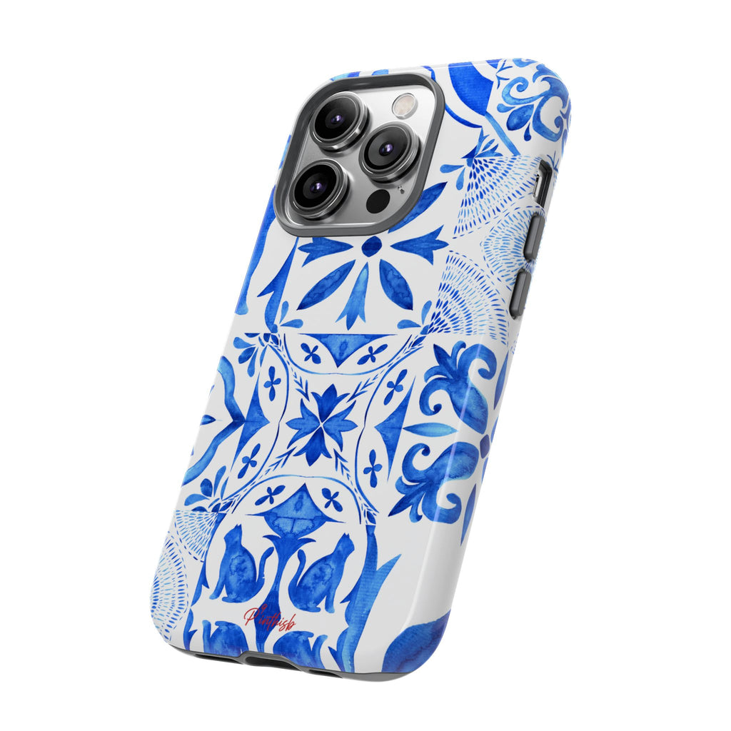 Blue Tile Pattern Tough Phone Case