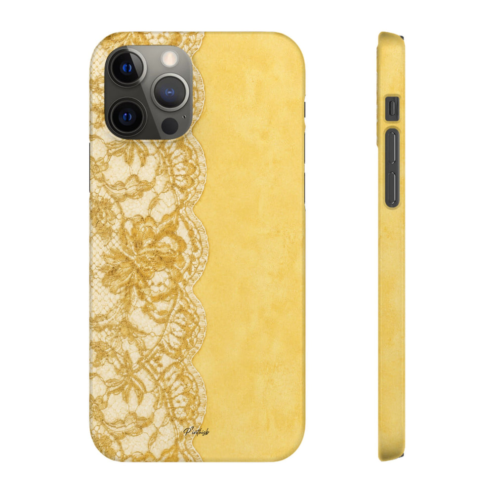 Yellow Vintage Lace Snap Case