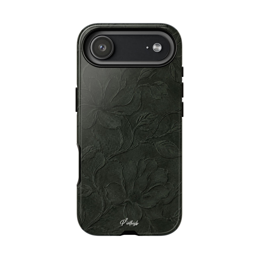 Dark Olive Floral Texture Tough Case