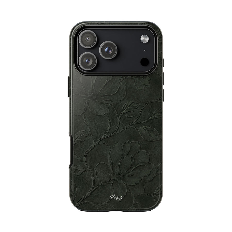 Dark Olive Floral Texture Tough Case