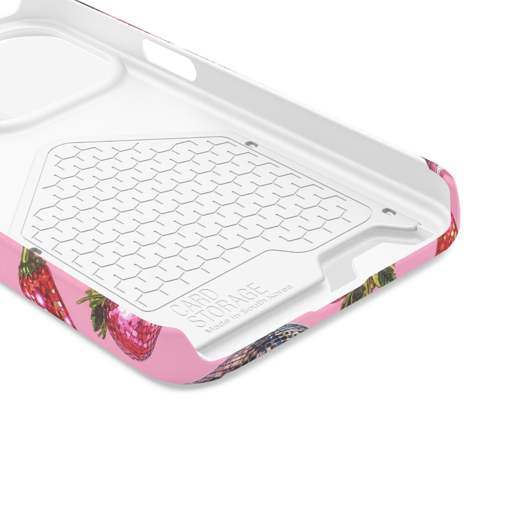 Pink Disco Strawberry & Pepper Phone Card Case
