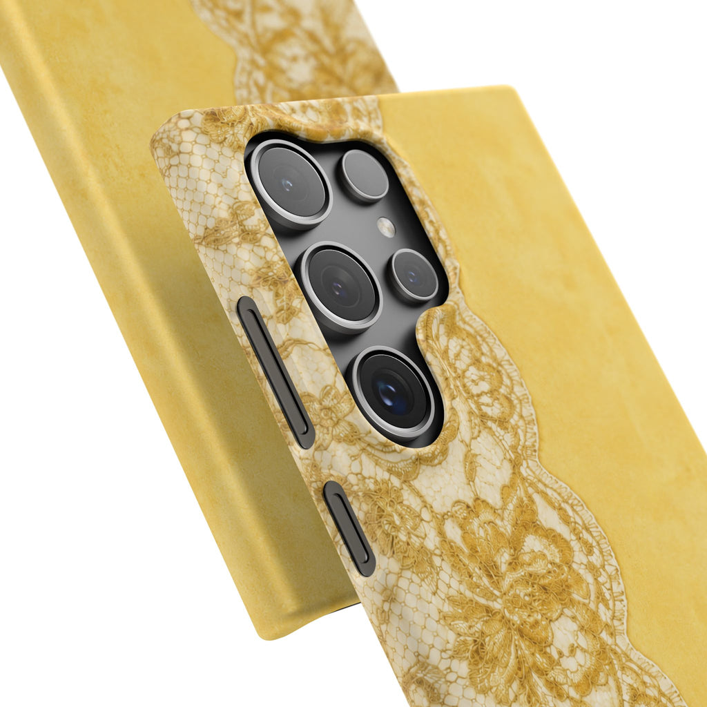 Yellow Vintage Lace Snap Case