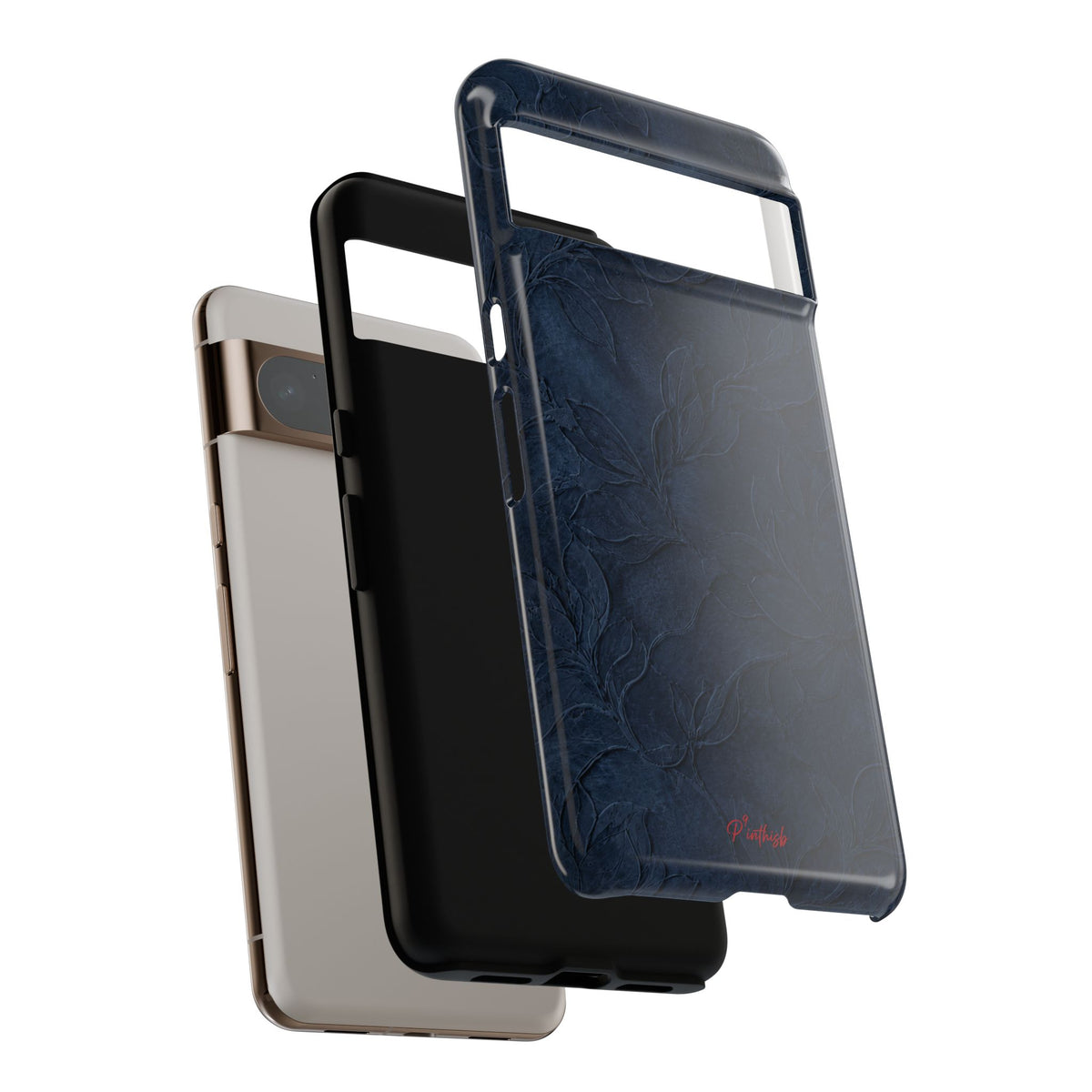 Navy Floral Textured Tough Case