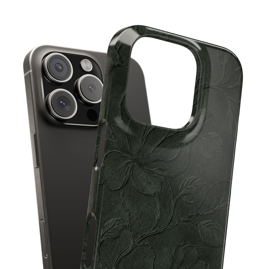 Dark Olive Floral Texture Snap Case