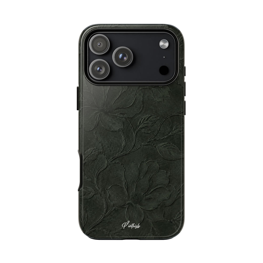 Dark Olive Floral Texture Tough Case