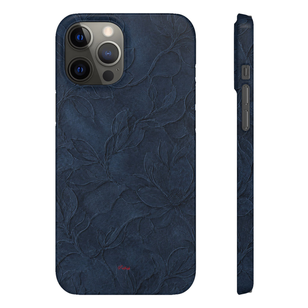 Navy Floral Textured Snap Case