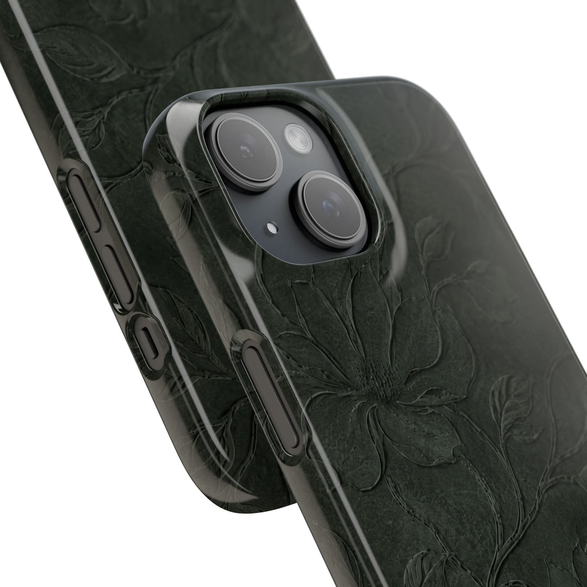 Dark Olive Floral Texture Snap Case
