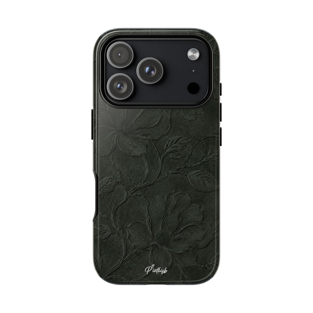 Dark Olive Floral Texture Tough Case