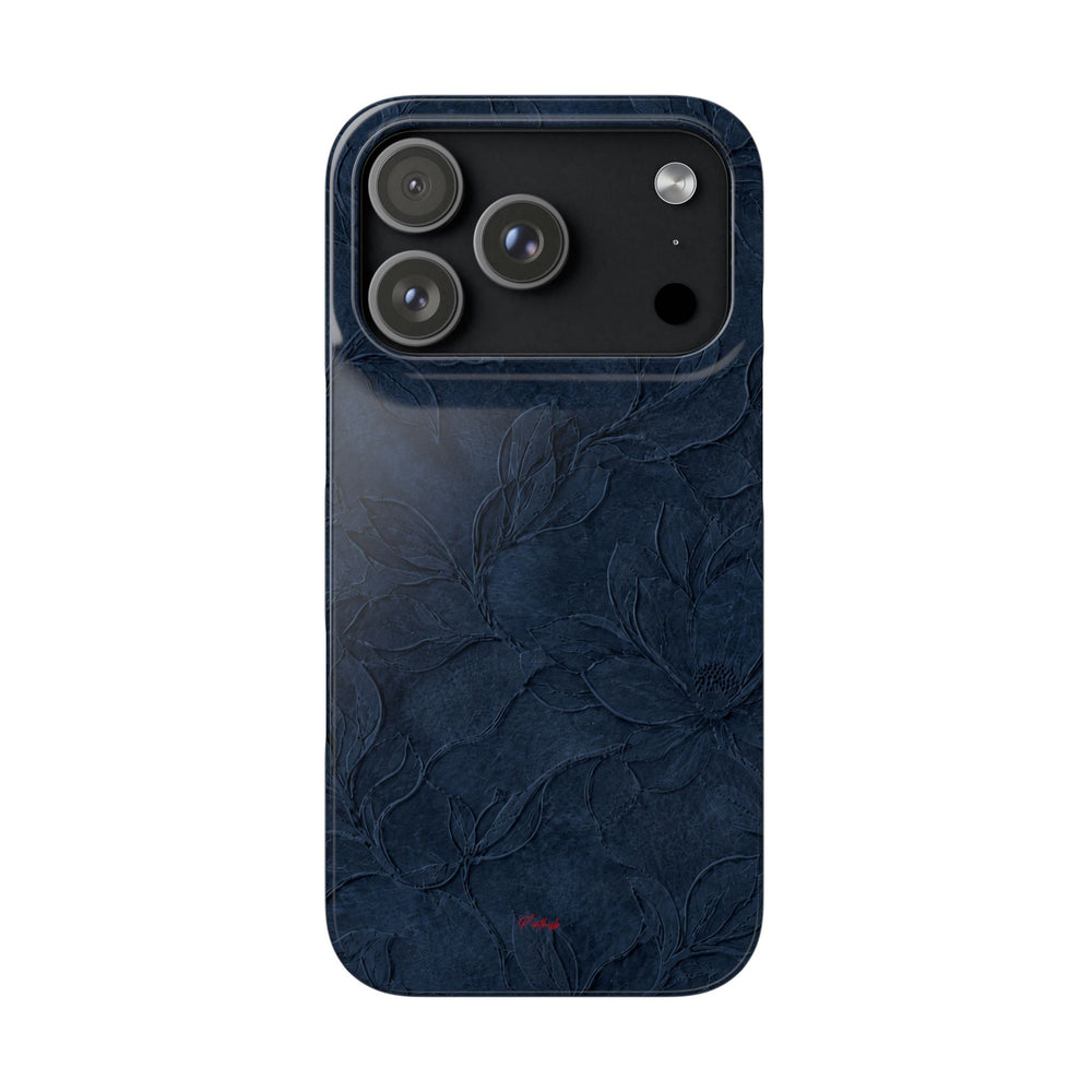 Navy Floral Textured Snap Case