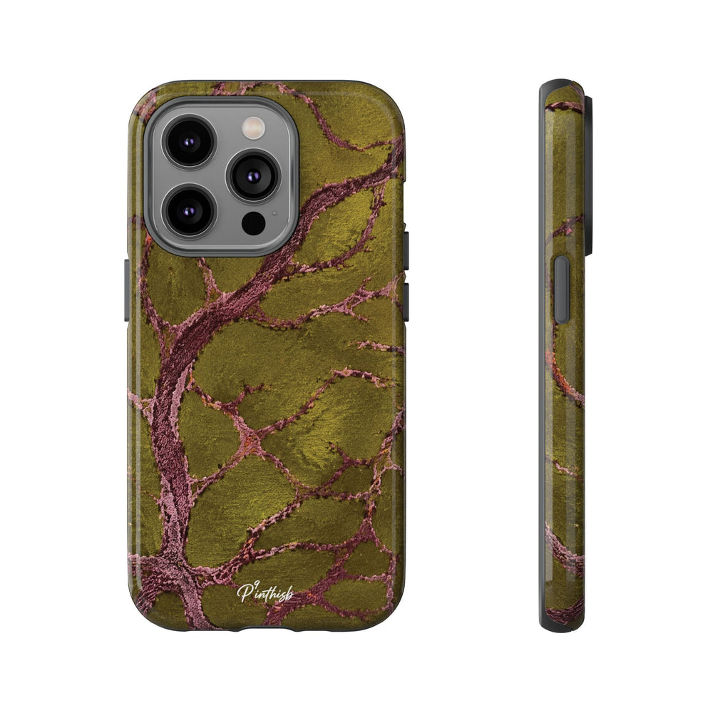 Olive & Rose Gold Tree Pattern Phone Case
