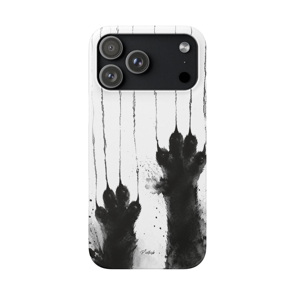 Black Ink Paw Print Snap Case