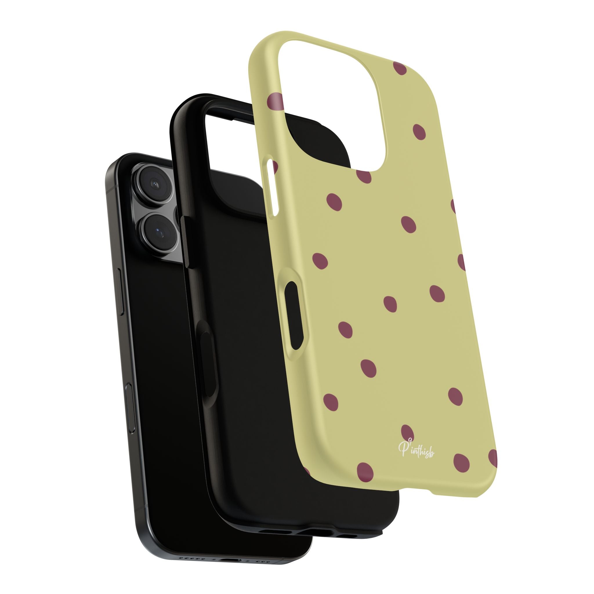 Yellow & Burgundy Polka Dot Tough Phone Case