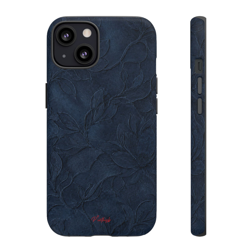 Navy Floral Textured Tough Case