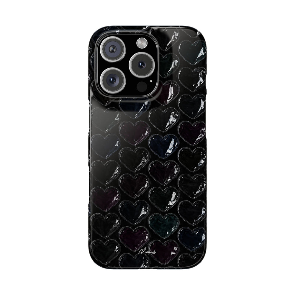 Black Pop Hearts Snap Case