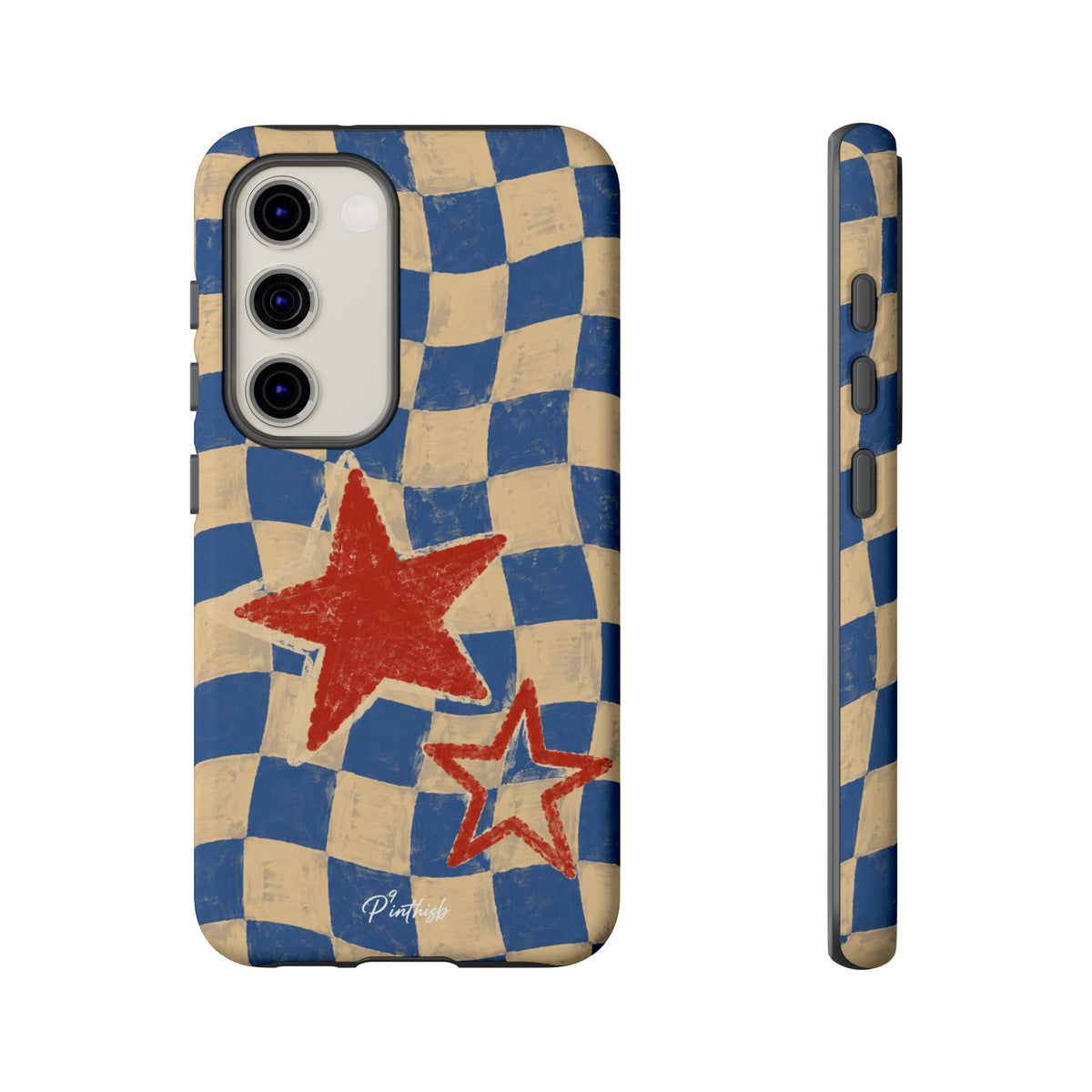 Blue & Cream Retro Star Phone Case