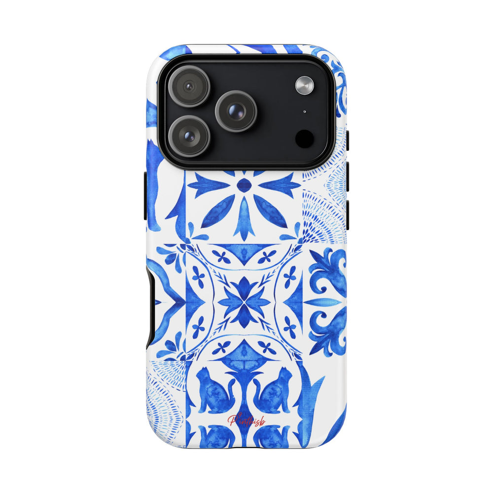 Blue Tile Pattern Tough Phone Case