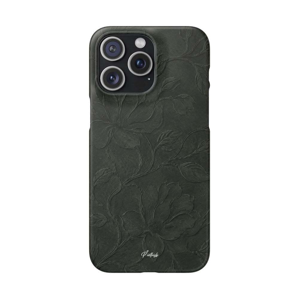 Dark Olive Floral Texture Snap Case