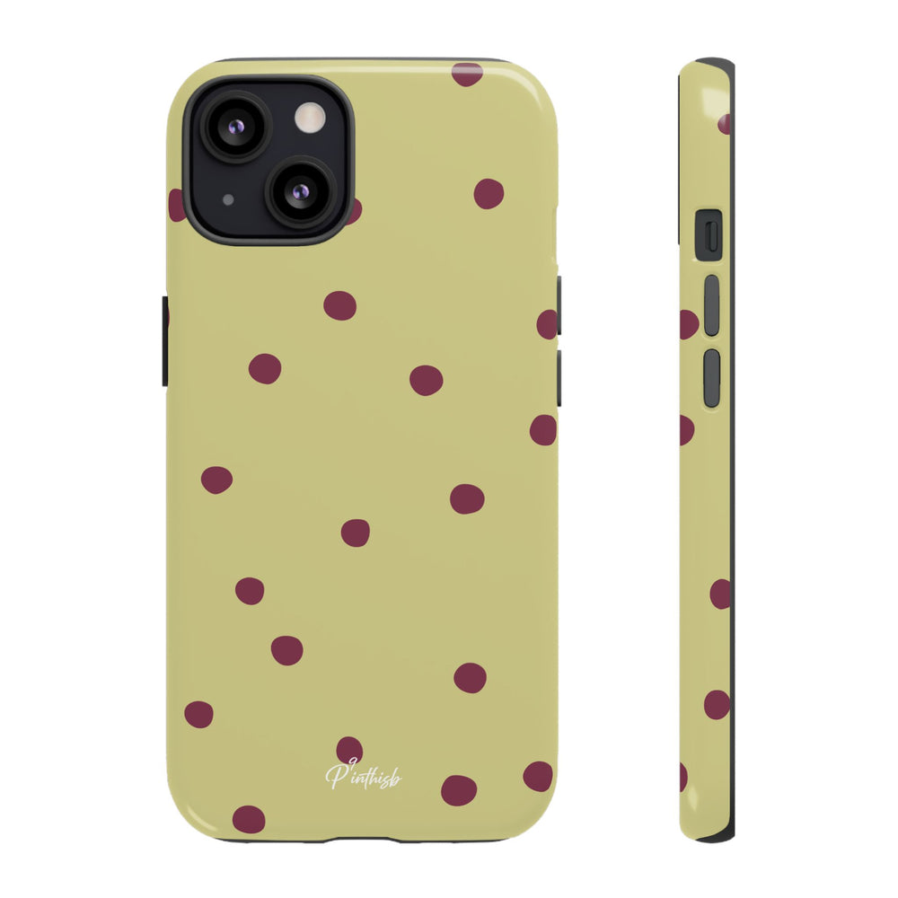 Yellow & Burgundy Polka Dot Tough Phone Case