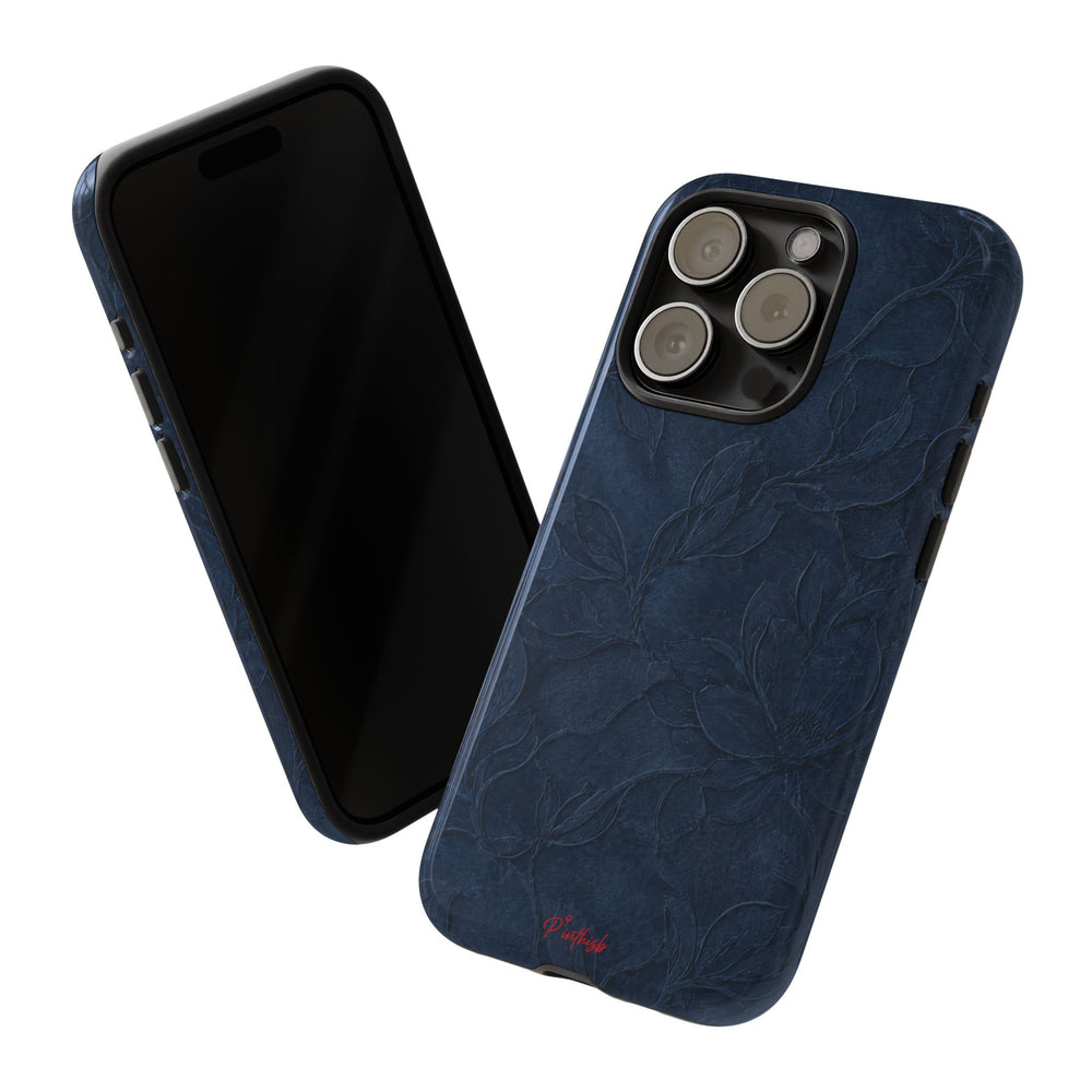 Navy Floral Textured Tough Case