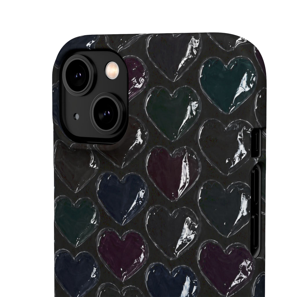 Black Pop Hearts Snap Case