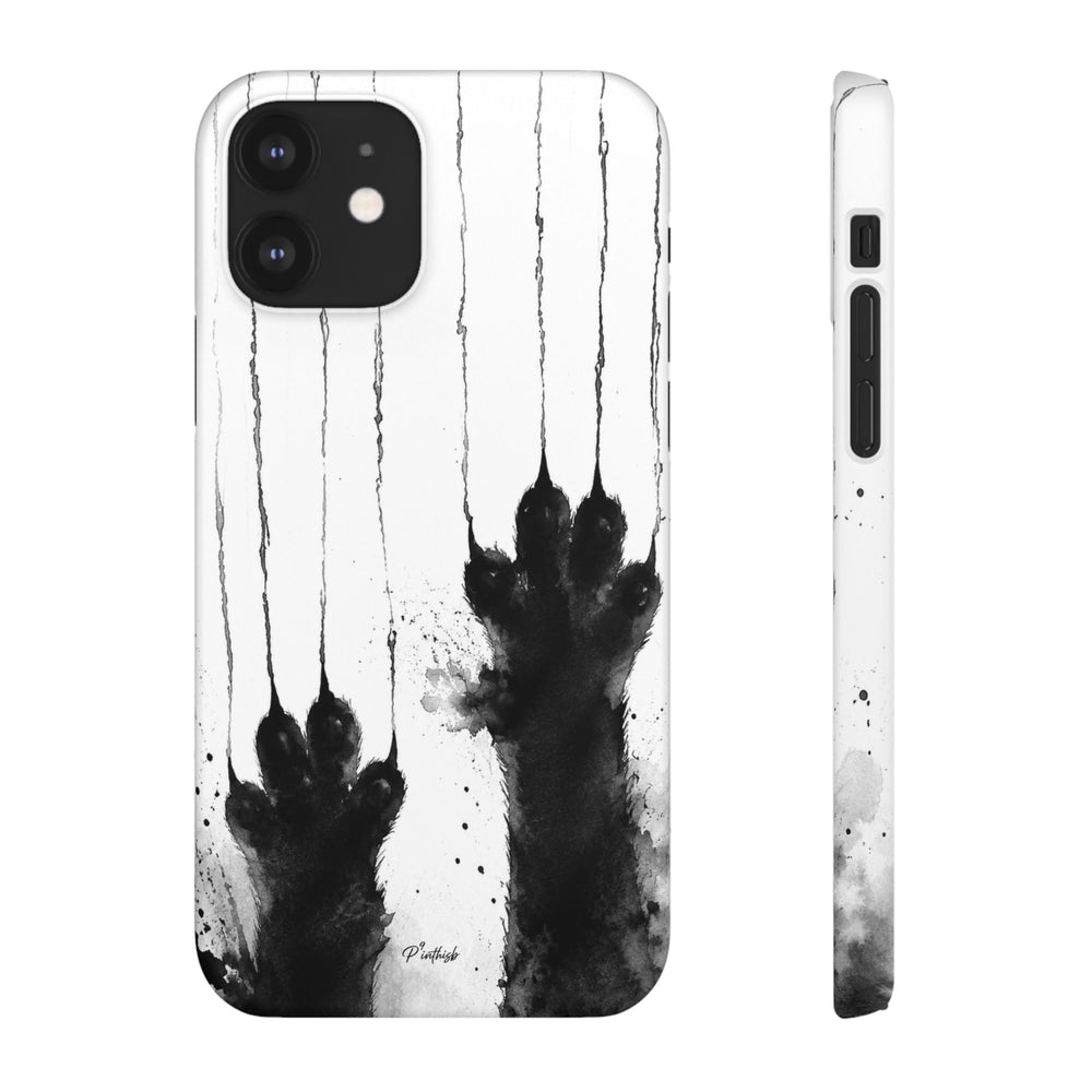 Black Ink Paw Print Snap Case