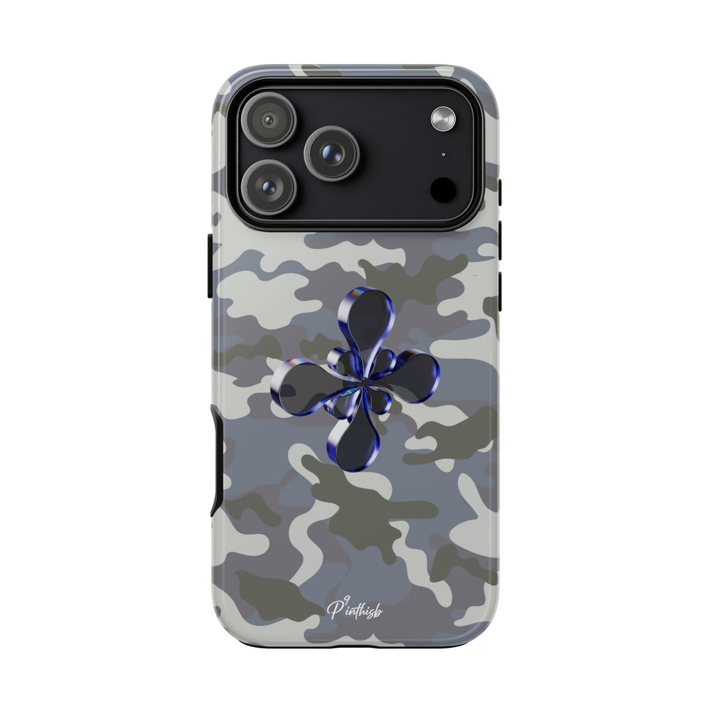 Camouflage with Blue Metallic Clover Tough Case