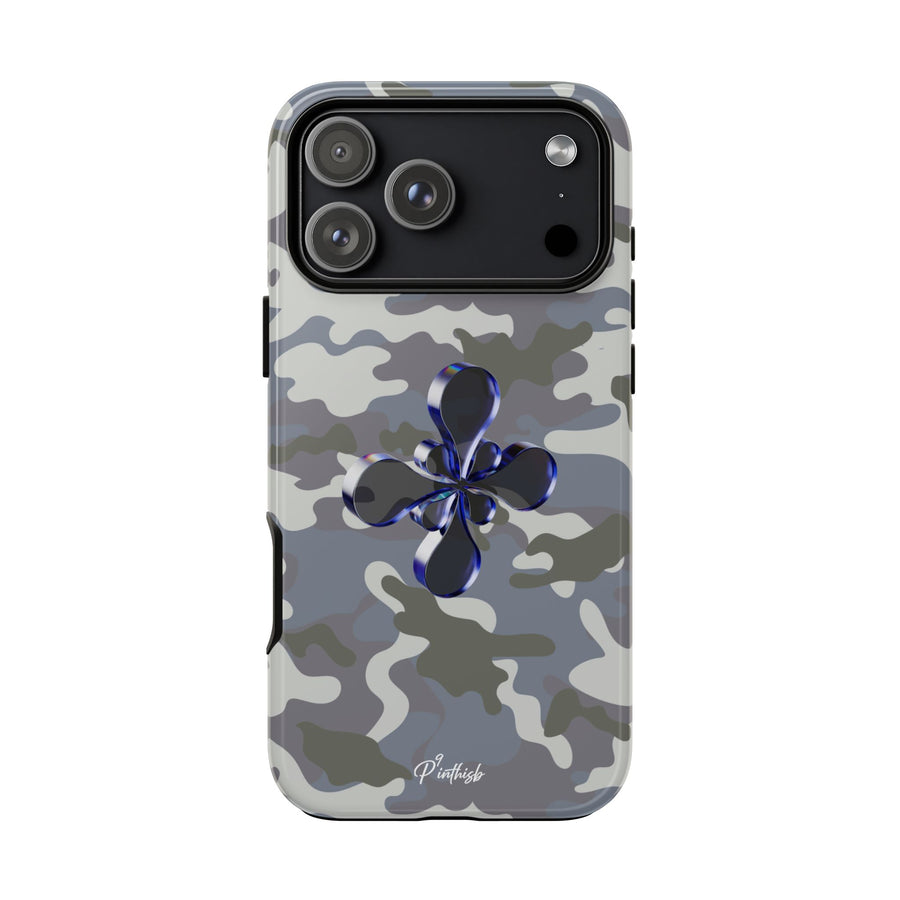 Camouflage with Blue Metallic Clover Tough Case