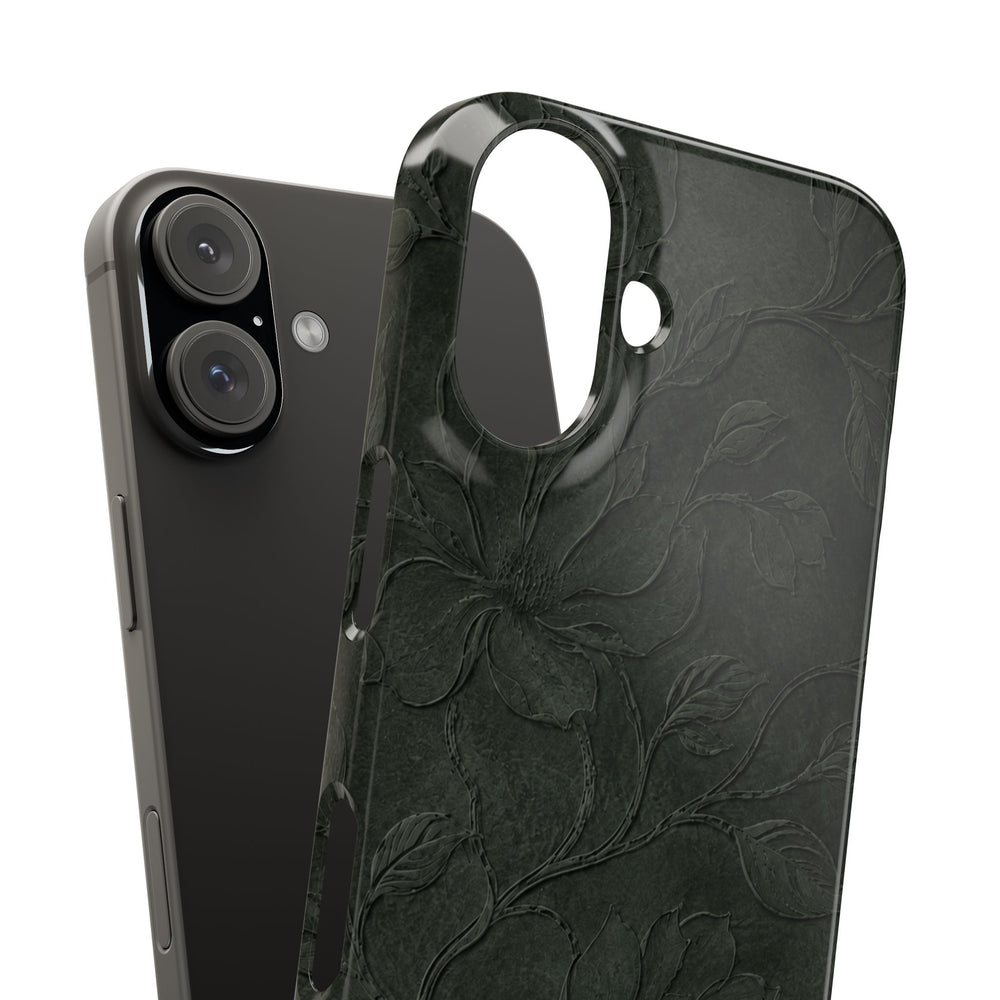 Dark Olive Floral Texture Snap Case