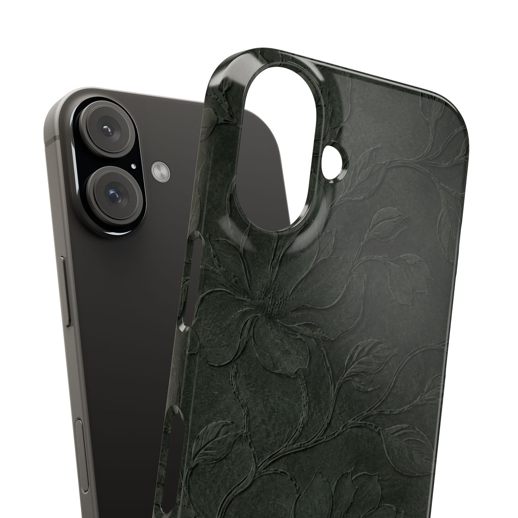 Dark Olive Floral Texture Snap Case