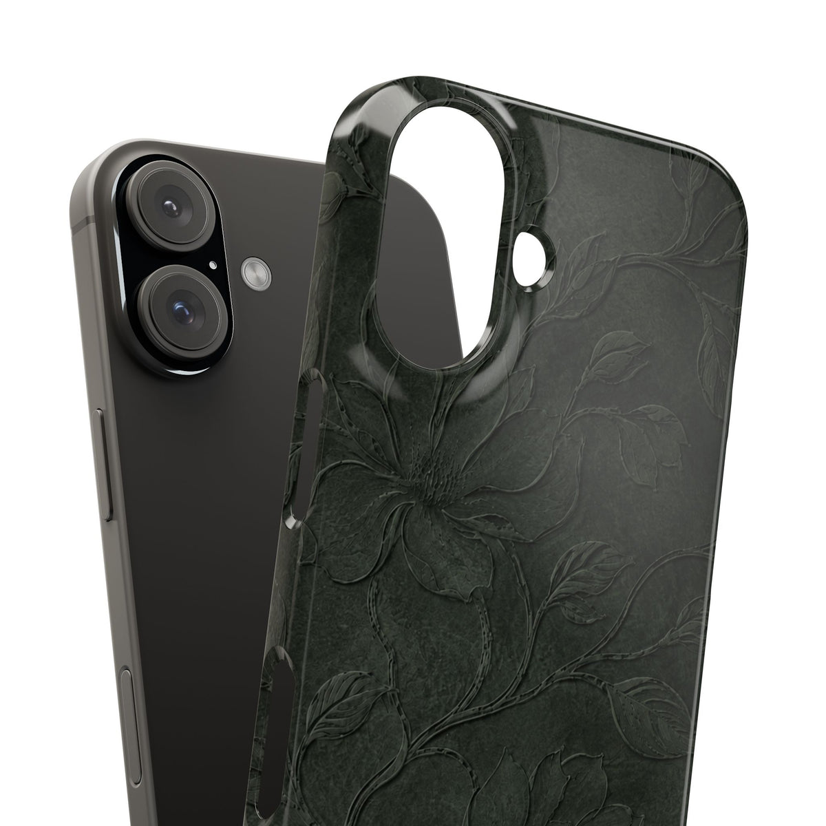 Dark Olive Floral Texture Snap Case