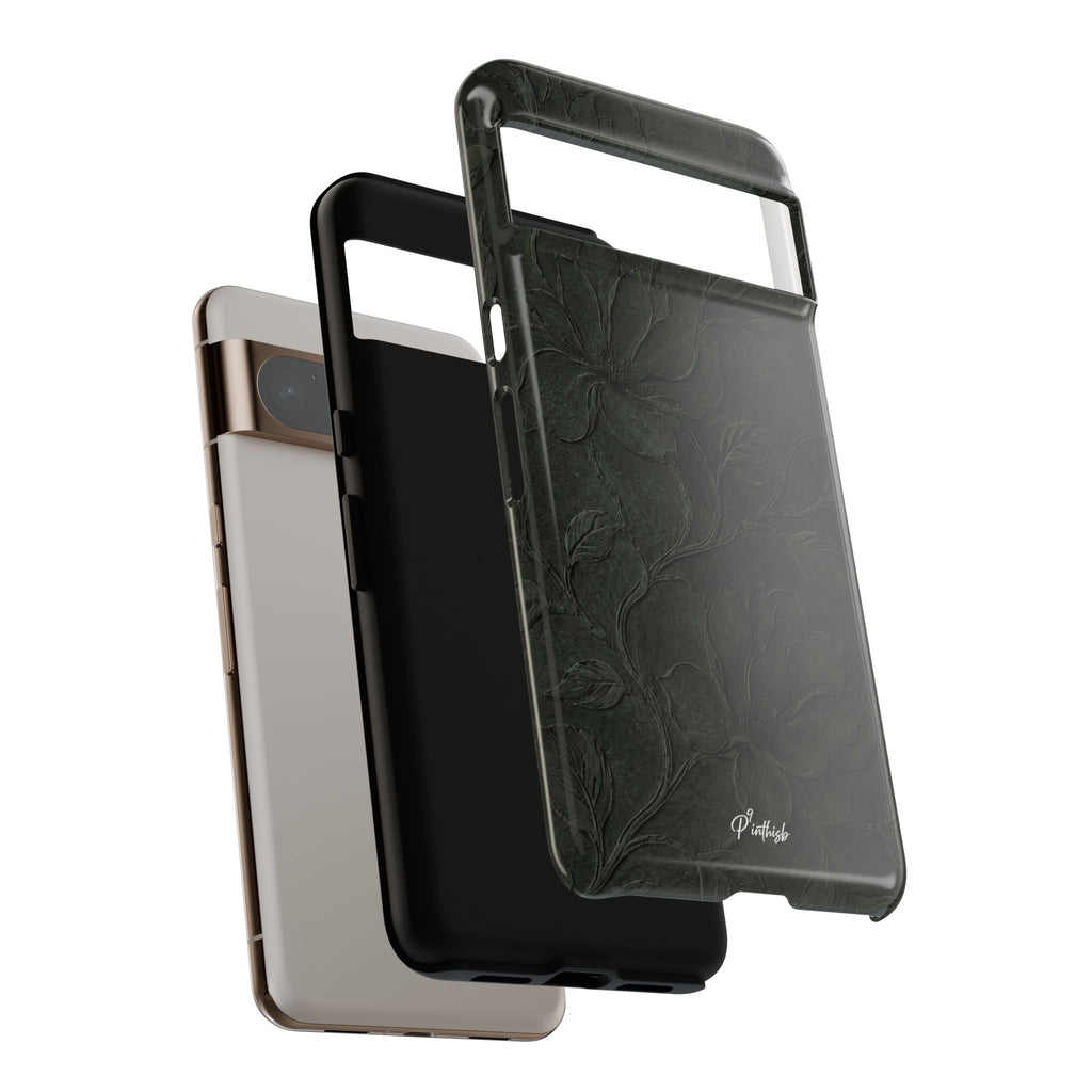 Dark Olive Floral Texture Tough Case