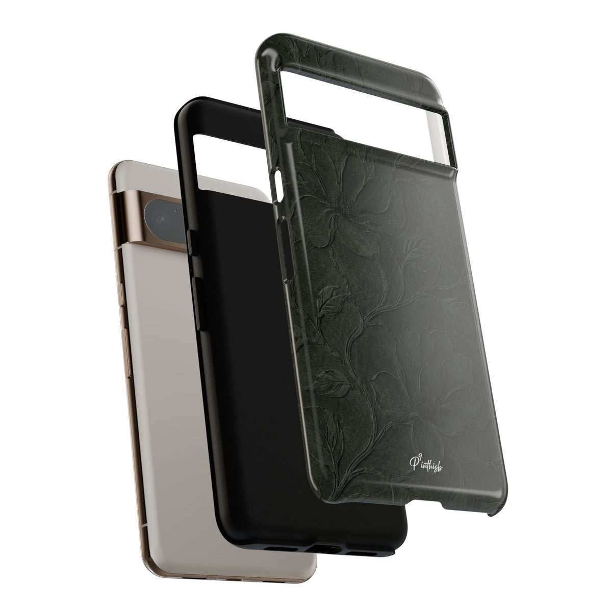 Dark Olive Floral Texture Tough Case