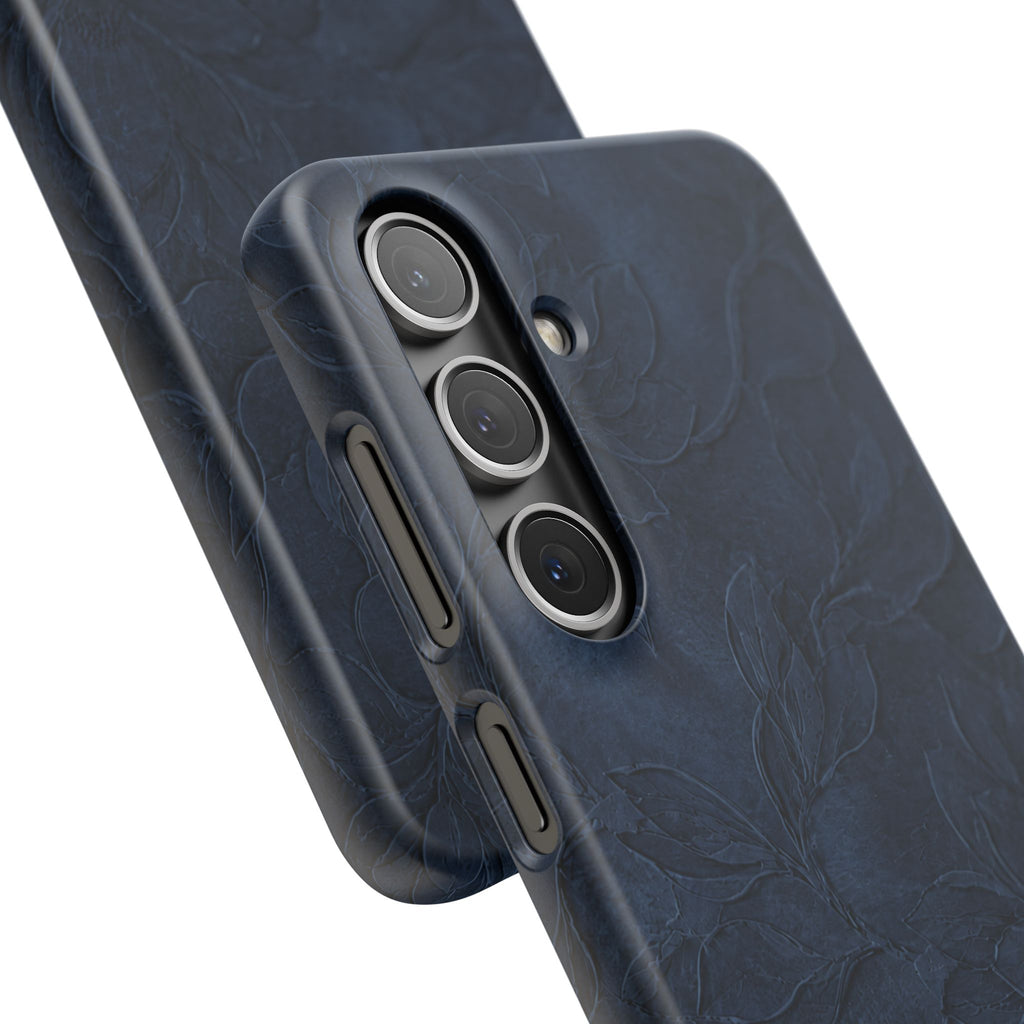 Navy Floral Textured Snap Case