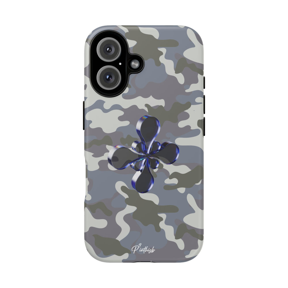 Camouflage with Blue Metallic Clover Tough Case