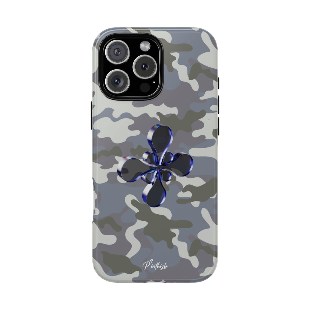 Camouflage with Blue Metallic Clover Tough Case