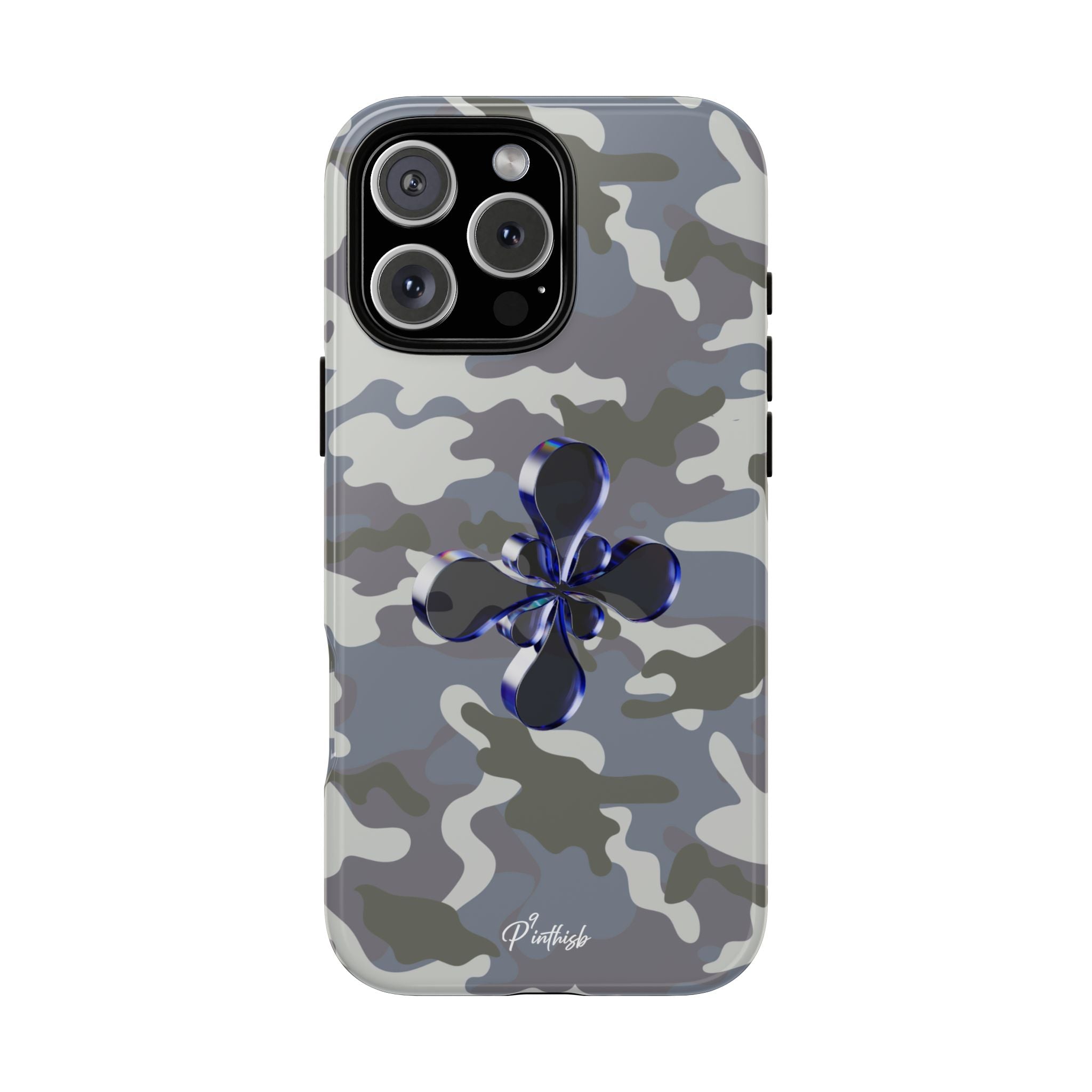 Camouflage with Blue Metallic Clover Tough Case