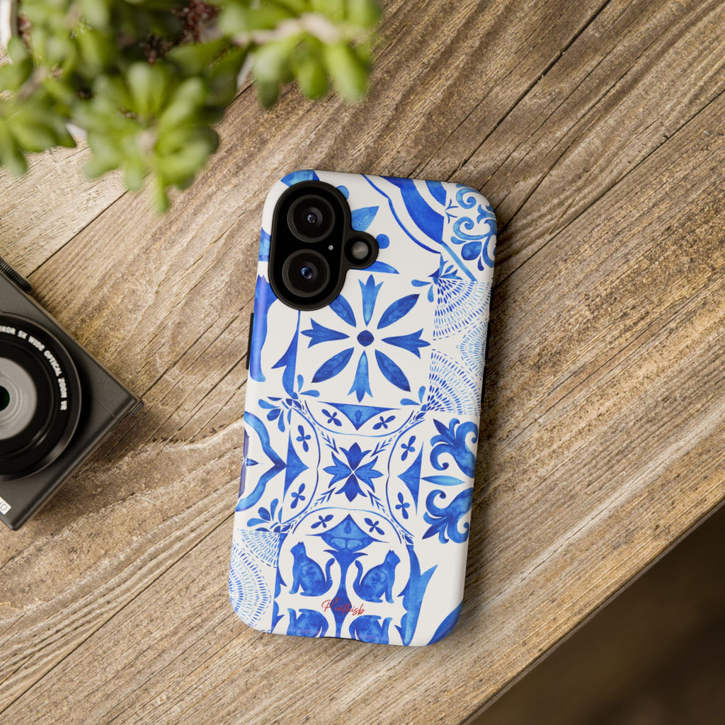 Blue Tile Pattern Tough Phone Case