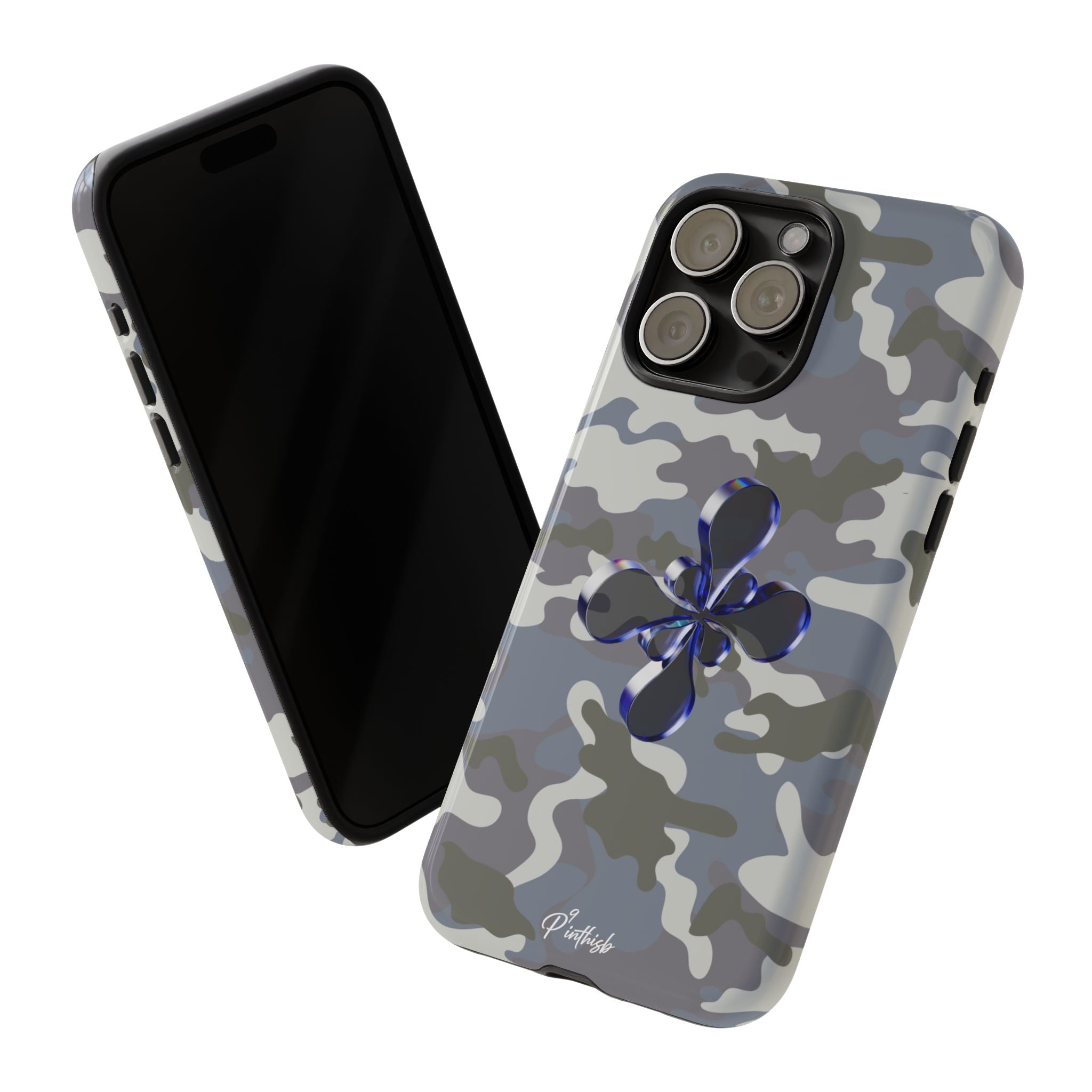 Camouflage with Blue Metallic Clover Tough Case