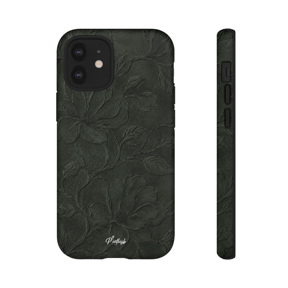 Dark Olive Floral Texture Tough Case